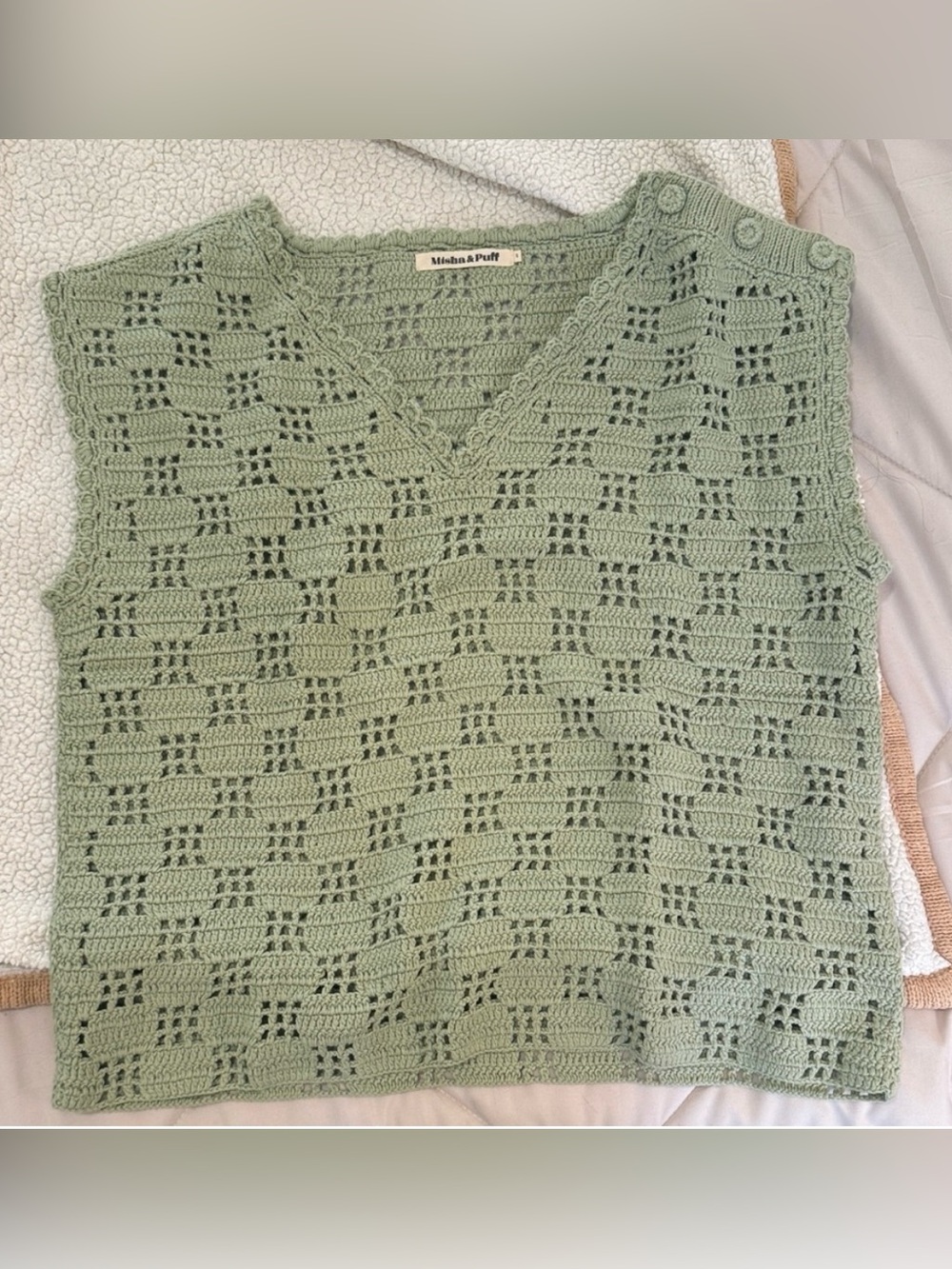 Misha & Puff Crochet Sweater Vest Small